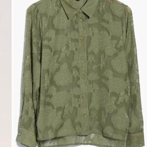 Green floral Button Up